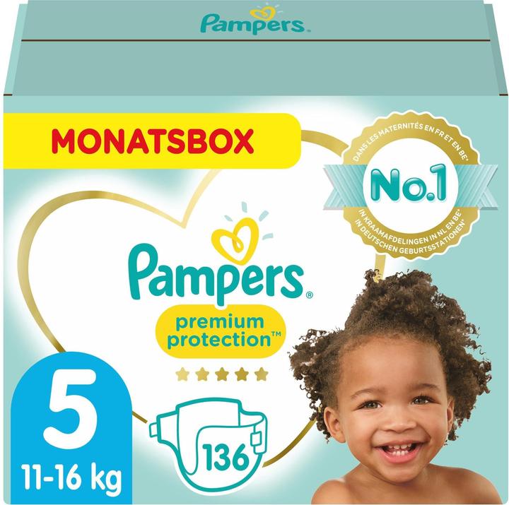 Pampers Protection premium (Taille 5, Pack mensuel, 136 pièce(s))