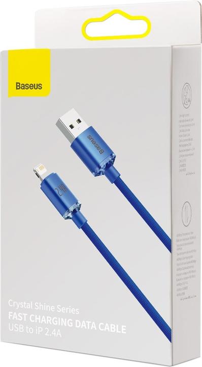 Actual product image Baseus Crystal Shine Series Fast Charging Data Cable USB to iP 2.4A 1.2m Blue (1.20 m)