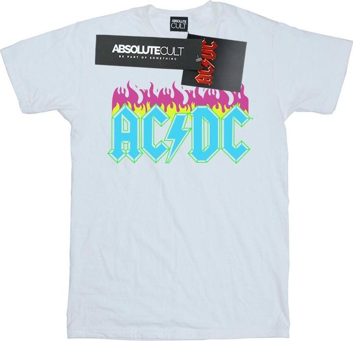 AC/DC Neon Flammen Baumwolle Boyfriend TShirt