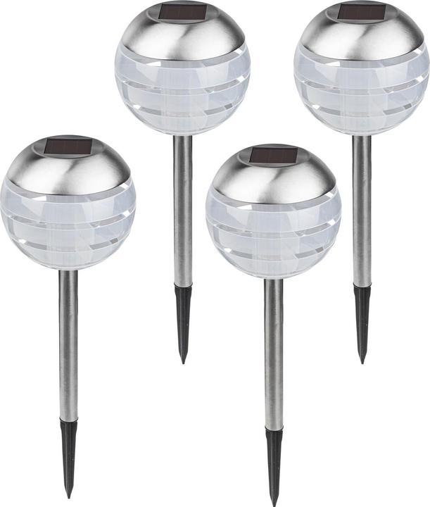 Produktbild HI LED-Kugelleuchte mit Erdspiess, Edelstahl, 4er-Set