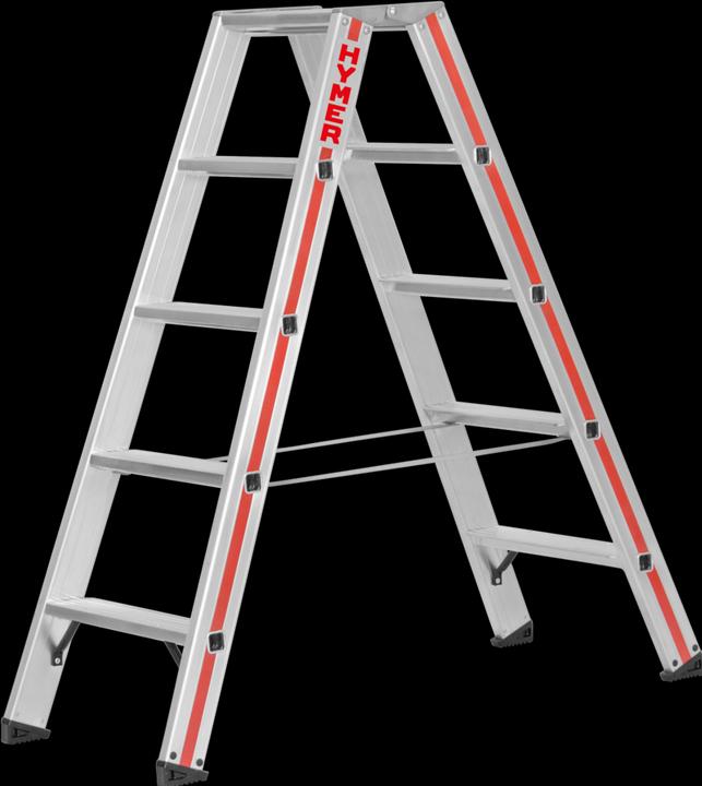Actual product image Hymer-Leitern Step ladder. Can be walked on from both sides. 2x5 steps.length 1.30 m (Stepladder, 130 cm)
