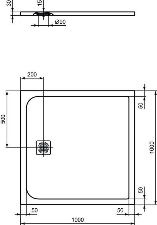 Produktbild Ideal Standard Ultra Flat S Quadratische-Brausewanne 1000x1000mm, K8216