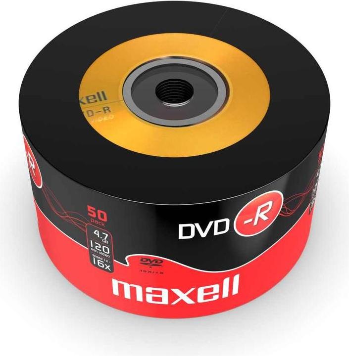 Immagine prodotto Maxell DVD-R 4 7GB 50 szt w opakowaniu SHRINK. Prędkość zapisu 16X 120 min Przeznaczenie nagrywa (50 x)