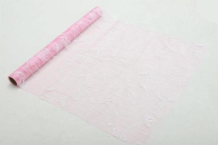 Immagine prodotto GuGus Tessuto da decorazione "Organza" arrotolato e tagliare il rosa Stampa di farfalle 36 cm x 300 cm