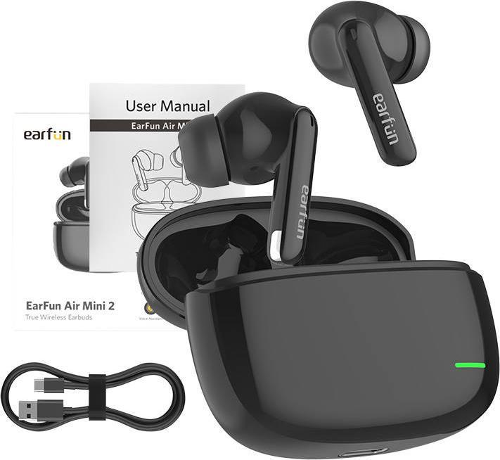 EarFun Wireless earphones TWS AirMini2 (black) (ANC, 24 h, Cable)