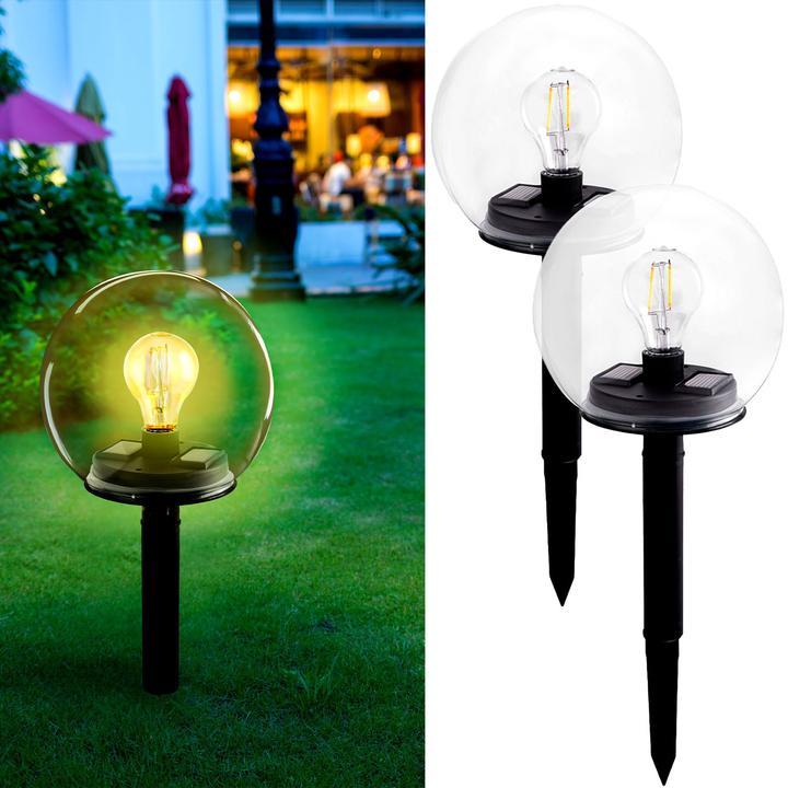 Produktbild Grundig Solar-Kugel-Lampe aus Glas mit abnehmbarem Erdspiess, 2er-Set (IP44)