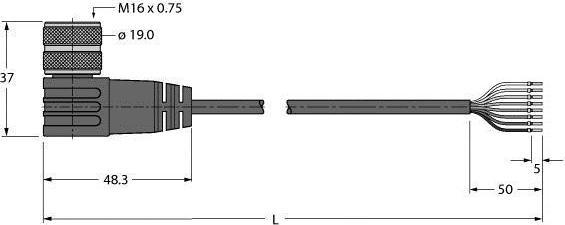 Turck Actuator and sensor cable Connection cable BKWM14-E01-20/S90 (20 m)