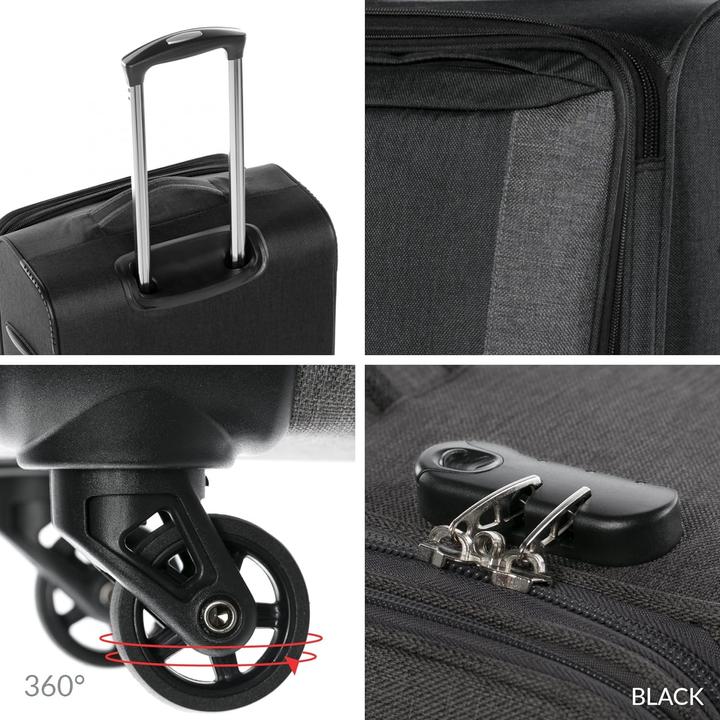 Actual product image Fergé Suitcase Set Soft Shell 3 pieces Grey and Dark Grey (110 l, L (90 - 115l))