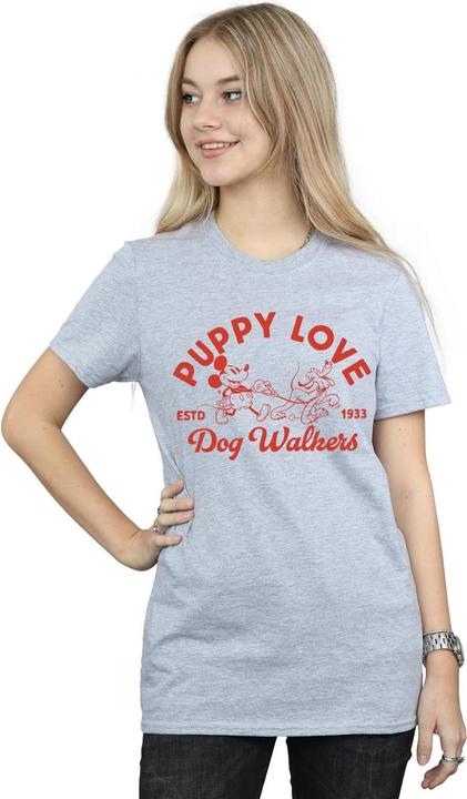 Actual product image Disney Womens/Ladies Mickey Mouse Puppy Love Cotton Boyfriend T-Shirt (3XL)