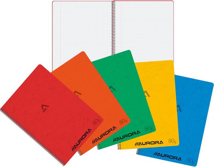 Actual product image Aurora Notebook spiral binding DIN A4 squared cardboard assorted colours (A4, Checked)