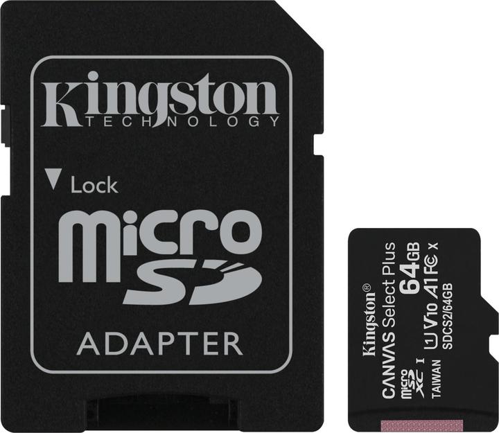Immagine prodotto Kingston Canvas Select Plus microSD 64GB (64 GB, microSDXC, U3, UHS-I)