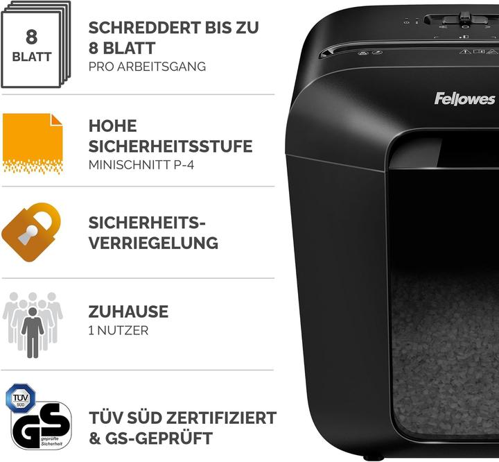 Actual product image Fellowes Powershred LX41 P-4 document shredder, 8 pages (Particle cut)