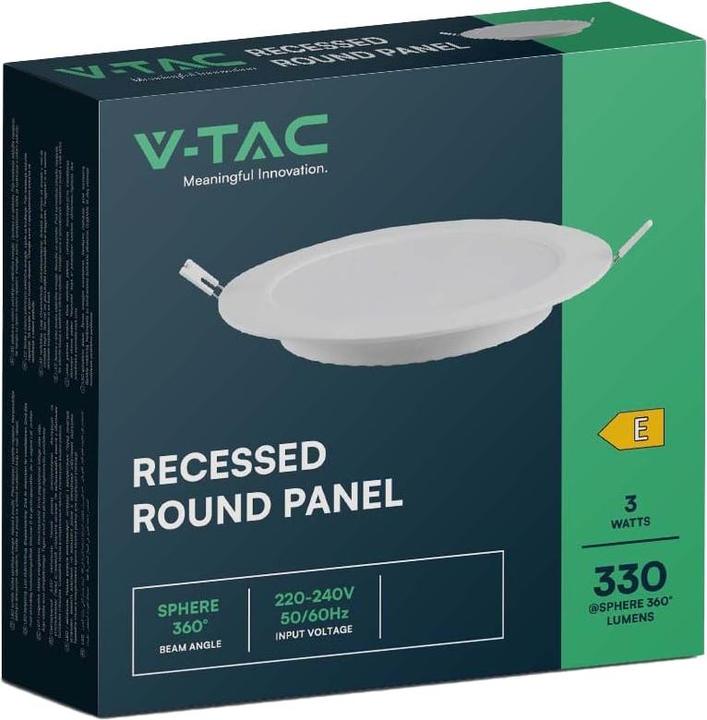 Produktbild V-TAC LED-Einbauleuchte VT-61003, EEK: E, 3 W, 330 lm, 4000 K, 90,5 mm (330 lm)