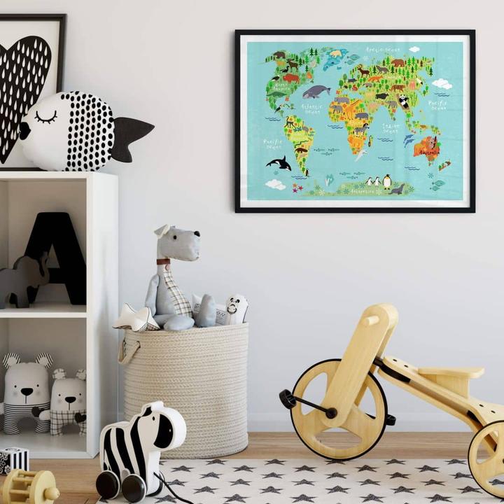 Produktbild Trenddeko Tierische Kinder Weltkarte (120 x 100 cm)