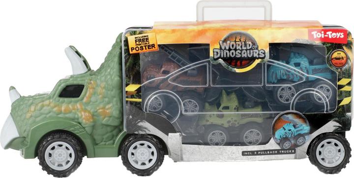Actual product image Toi-Toys World of Dinosaurs dino truck with 3 pullback cars