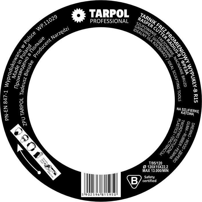 Actual product image Tarpol milling disc for angle grinder 120