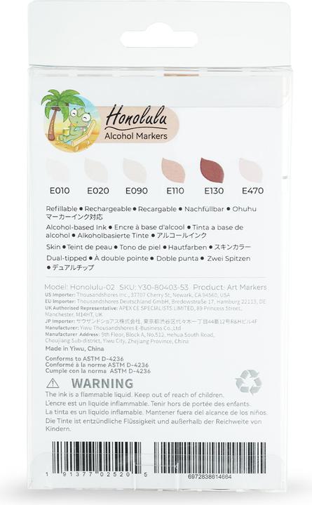 Image du produit Ohuhu Marqueurs d'art Honolulu (Multicolore, 6 x)