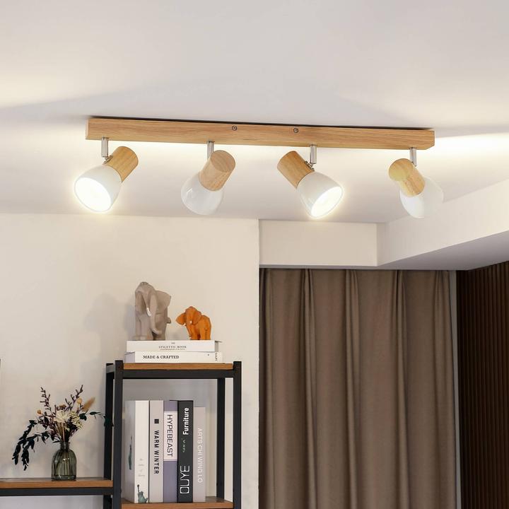 Produktbild Lindby Holz-Deckenlampe Thorin, vierflammig (E14)