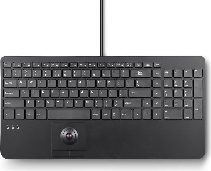 Perixx PERIBOARD-538 H DE, Kabelgebundene USB-Tastatur mit Trackball - Scherentasten - 2 USB-Hubs in (DE, Kabelgebunden)