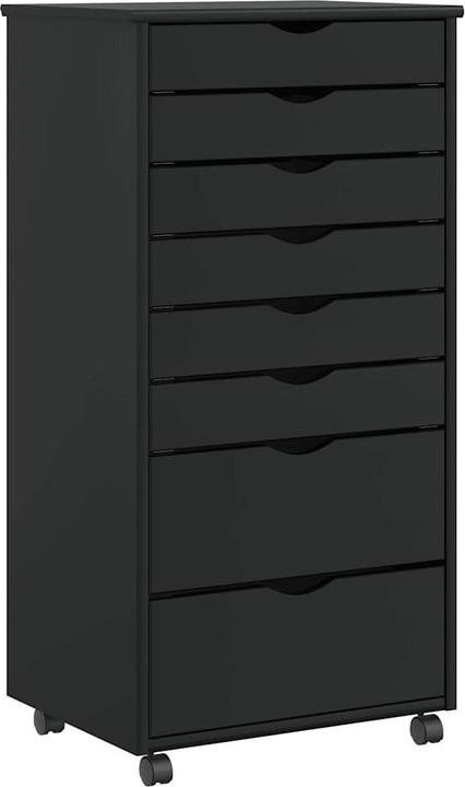 VidaXL Rollschrank mit Schubladen MOSS Schwarz Massivholz Kiefer