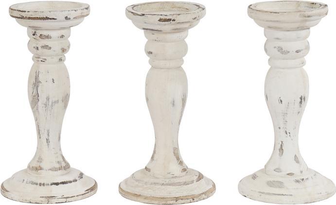 Image du produit Swisshandel24 Set de 3 chandeliers, bougeoirs, look shabby vintage hauteur 24cm blanc