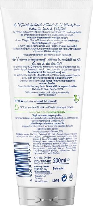 Image du produit NIVEA Q10 Straffend + Anti-Falten Hals & Dekolleté Creme (Crème pour le corps, 200 ml)