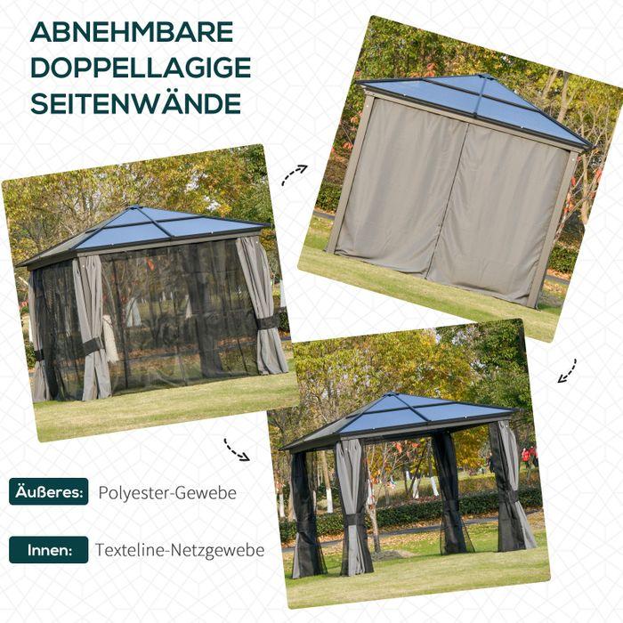 Produktbild Swisshandel24 Luxus Pavillon Gartenpavillon Alu mit lichtdurchlässigem PC Dach Braun+Beige 300 x 360 x 265 cm (360 cm, 300 cm)