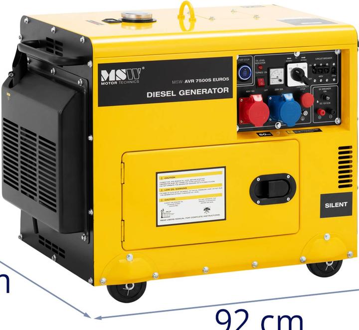 Produktbild MSW Notstromaggregat Diesel Stromerzeuger 6370/7500 W 16 L 230/400 V AVR Euro 5 (7500 W, 16 l)