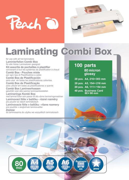 Image du produit Peach Boîte combinée à plastifier (A4, A5, A6, Carte de visite, 100 pièce(s), 80 µm)