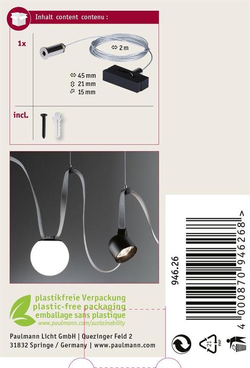 Actual product image Paulmann Gurt-System ULine Gurt-Abhängung