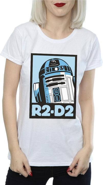 Actual product image Star Wars Womens/Ladies R2-D2 Poster Cotton T-Shirt (L)