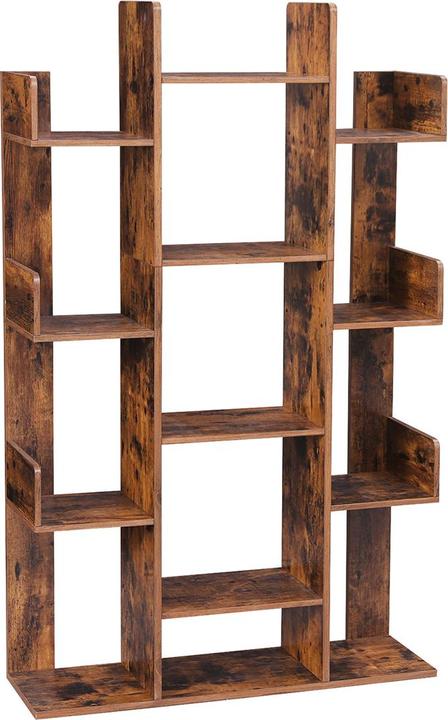 Produktbild Songmics 13 Ablagen Bücherregal Spanplatte, Rustikales Braun (86 x 25 x 140 cm)