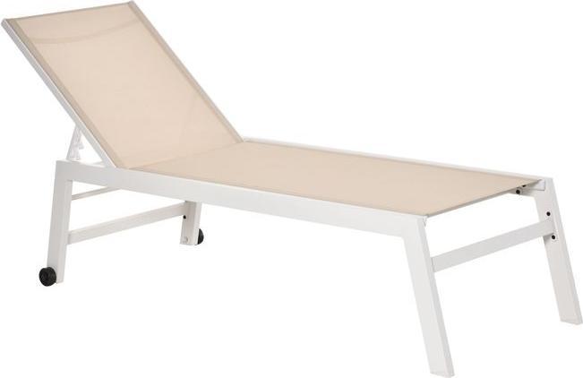 Actual product image Swisshandel24 Sun lounger, garden lounger, 5-stage backrest, aluminium, cream white, 169 x 65 x 102 cm (169 cm)