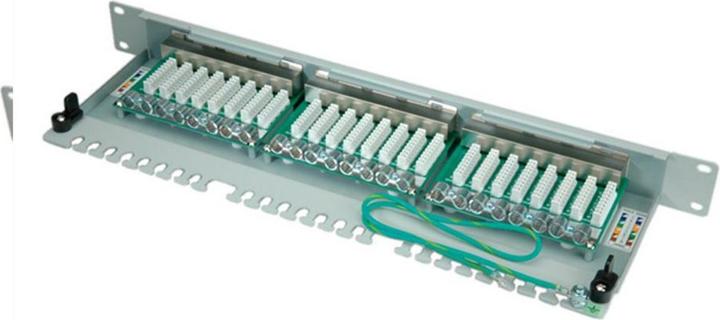 Immagine prodotto Telegärtner TELEGAERTNER Patchpanel Cat5e 24Port RJ45 1HE 48,3cm 48,30cm (19") grigio chiaro (26.11.0523)