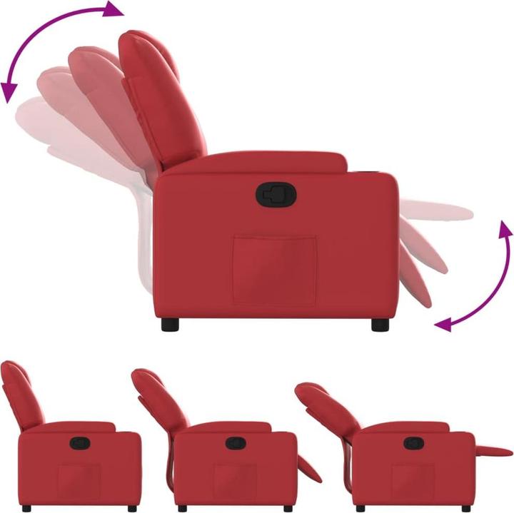 Actual product image VidaXL Recliner red faux leather,Colour: Red,Material: Faux leather