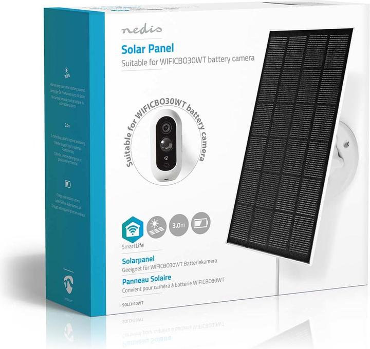 Immagine prodotto Nedis Pannello solare 4,5 V DC 0,5 A A Micro USB Lunghezza cavo: 3,00 m Accessori per: WIFICBO30WT (3 W)