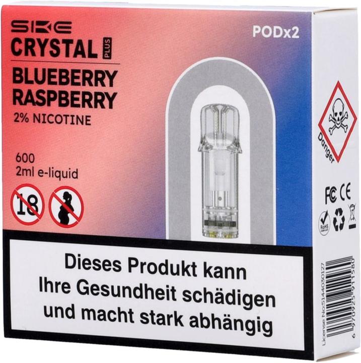 Actual product image SKE Crystal Plus Blueberry Raspberries- E-Pod refill - 2 pcs. à 2 ml (Bilberry)
