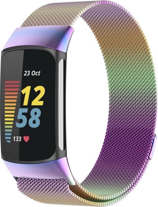 Produktbild Cover-Discount Fitbit Charge 5 - Milanese Edelstahl Armband Regenbogen (Edelstahl, Charge)