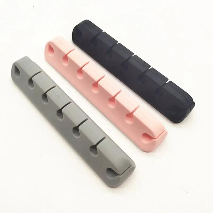 Actual product image PhoneLook 7-channel silicone cable clamp for table wall adhesive strips