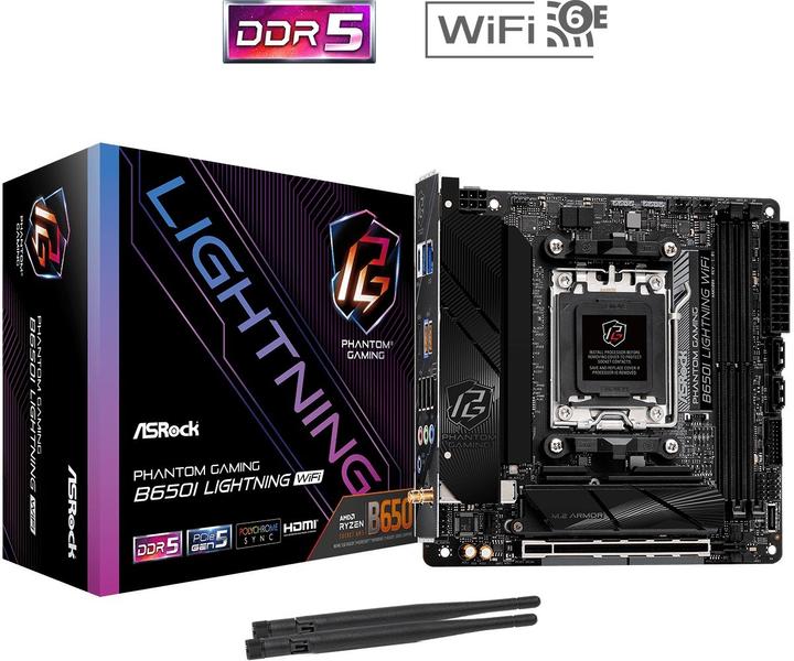 Image du produit AsRock B650I Lightning WiFi AM5 mITX HDMI DDR5 retail (AM5, AMD B650, Mini-ITX)