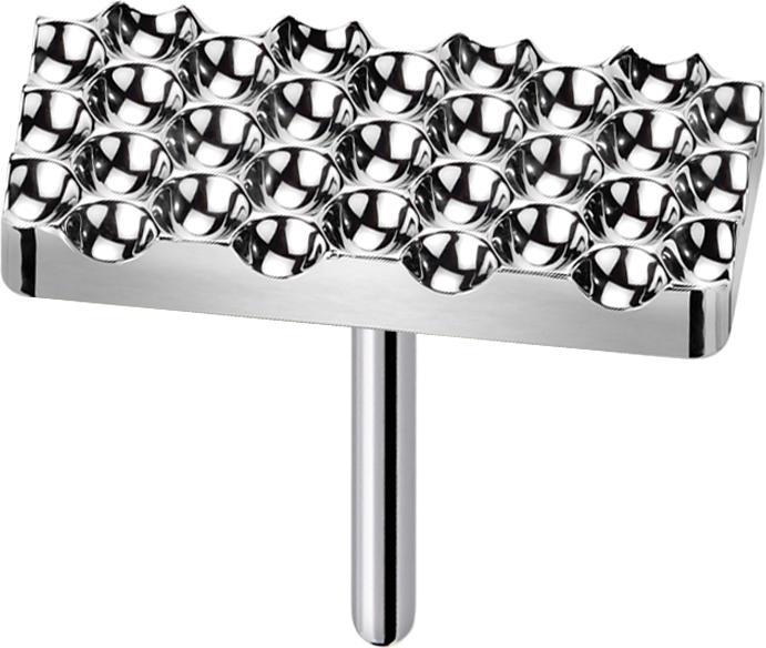 Star Piercing Threadless gepunkteter Diamantschliff Rechteck silber (Titan G23, ohne Messing)
