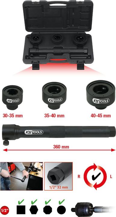 Produktbild KS Tools Axialgelenk-Spezialschlüssel-Satz, 4-tlg