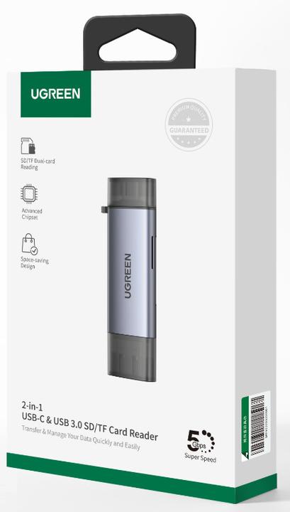 Actual product image Ugreen USB-C and USB-A - TF SD 3.0 (USB, USB-C)