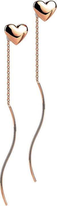 Image du produit Star Piercing Ohrstecker rosegold Herz freifallende Kette mit Welle (sans laiton, Acier chirurgical 316L)