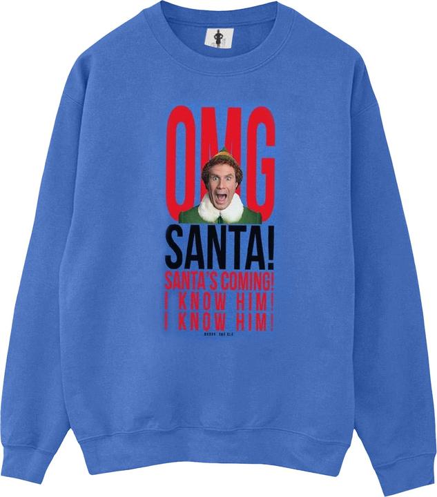 Actual product image Elf Womens/Ladies OMG Santa I Know Him Sweatshirt (L)