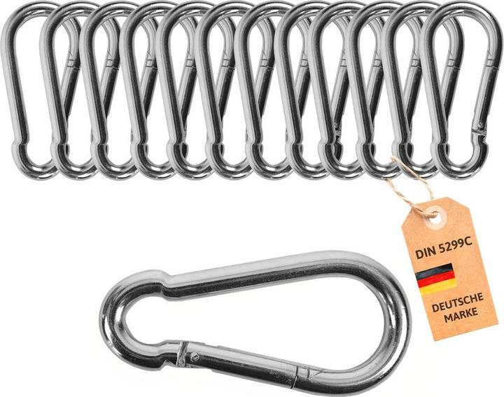 Produktbild Dönges Feuerwehr-Karabinerhaken, DIN 5299 C, 40 x 4 mm, 12 Stück, 4 x 40 mm, 350 kg