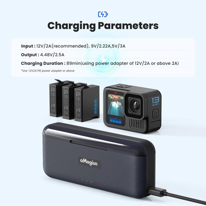 Actual product image aMagisn 3 in 1 battery charging station (GoPro Hero 13)