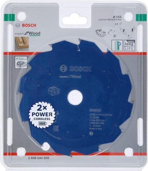 Immagine prodotto Bosch Professional Zubehör Lama per sega circolare a batteria Expert for Wood, 165 x 1,5/1 x 20, 48 denti