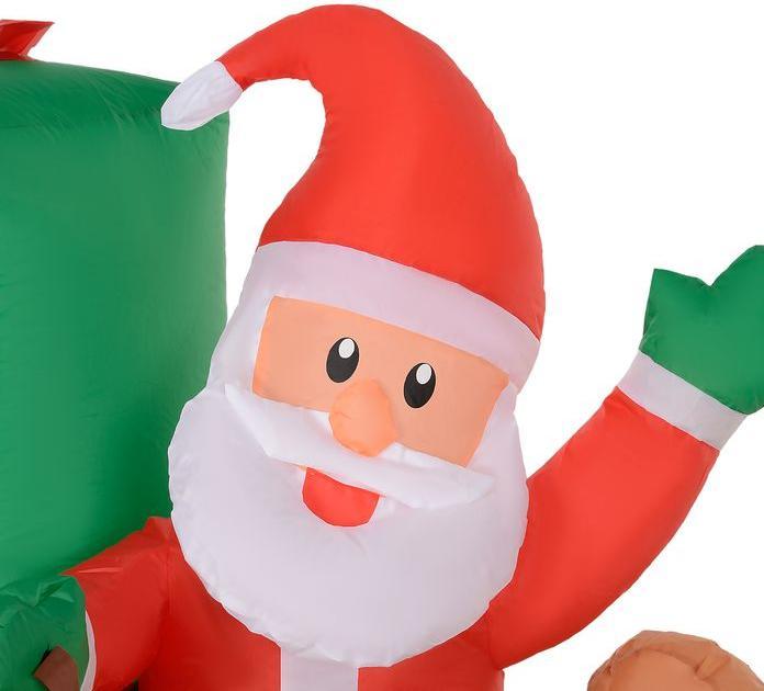 Immagine prodotto Swisshandel24 Aufblasbar Weihnachtsdeko, 2,1 m Weihnachtsmann mit Schlitten & Rentier