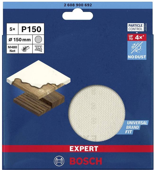 Produktbild Bosch Professional Zubehör EXPERT M480 Schleifnetz für Exzenterschleifer, 150 mm, G 150, 5 Stück (150)